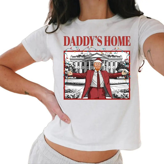 Daddy'S Home Baby Tee, Trump 2024 Gift, Republican Gift, Funny Trump Baby Tee, White House Trump 2024 Baby Tee Casual Comfort