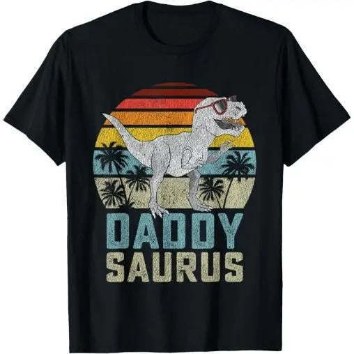 Daddysaurus T Rex Dinosaur Daddy Saurus Family Matching T-Shirt Made in USA