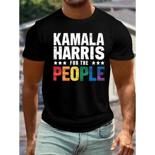 Daily Wear Men's Crew Neck T-shirt, Men's Kamala Harris Graphic T-shirt Made in USA