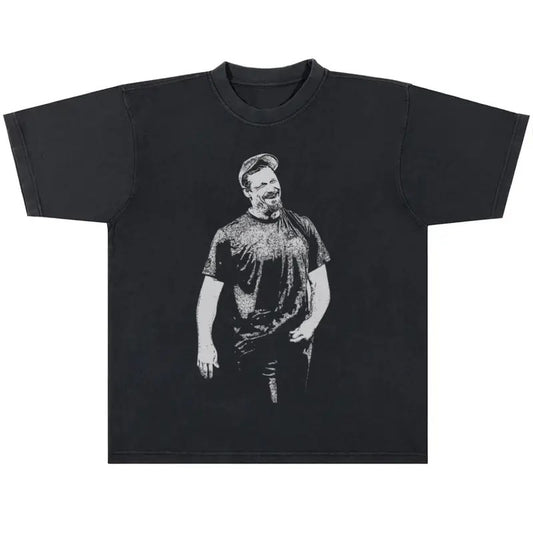 Dan Campbell Vintage Urban Heavy Washed Lion.s Menswear Top with Original Design, Stylish Fit Cotton T-Shirt Tee, Casual Fit, Black