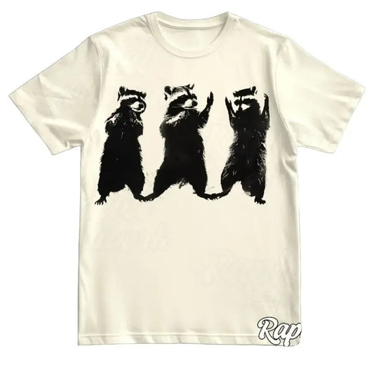 Dancing Racoons Vintage Shirt, Funny Western Trash Panda Tshirt, Retro 90s Graphic Tee, Weirdcore Meme Clothing Cotton