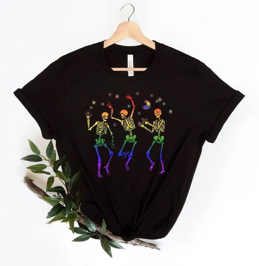 Dancing Skeleton Rainbow Shirt, skeleton sweatshirt, Dancing Skeletons, halloween shirt, LGBTQ Shirt, Trans Shirt, Pride Ally, Pride Month  T-shirt, sweater and Hoodie
