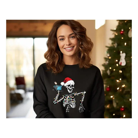 Dead Inside Skeleton Christmas Shirt Christmas Skeleton Sweatshirt Sarcastic Coffee Christmas Shirt Merry Christmas Shirt Holiday Gift
