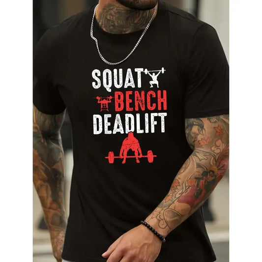 Deadlift Print T Shirt, Tees For Men, Casual Short Sleeve T-shirt For Summer,cotton T-shirt Made in USA