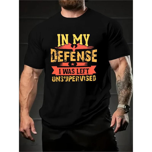 Defend Me Alphabet Print T-Shirt Men's Casual Style Summer and Autumn Crew Neck T-Shirt Made in USA