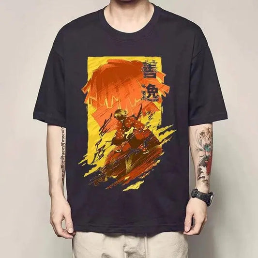 Demon Slayer: Zenitsu Agatsuma Action Pose T-Shirt, Manga Cosplay, Japanese Rising Sun Ray Art Painting, Kimetsu no Yaiba Y2k, Anime Slayer Destroy Retro Bootleg Hoodie, Gift For Fan Sweatshirt, Hoodie, Comfort Colors