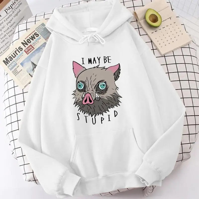 Demon Slayer Inosuke Hoodie, "I may be stupid", Anime Sweatshirt for Men and Women Sweatshirt, Hoodie, Comfort Colors