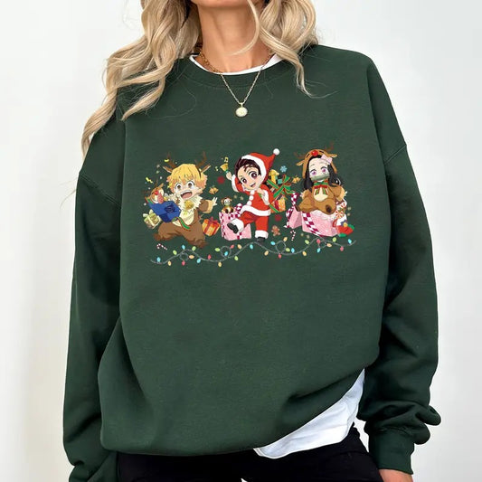 Demon Slayer Merry Christmas team Shirt, Tanjiro Nezuko Zenitsu Inosuke Shirt,Demon Slayer t-shirt, Kimetsu no Yaiba Shirt, Anime sweatshirt hoodie, Anime lover t-shirt Menswear