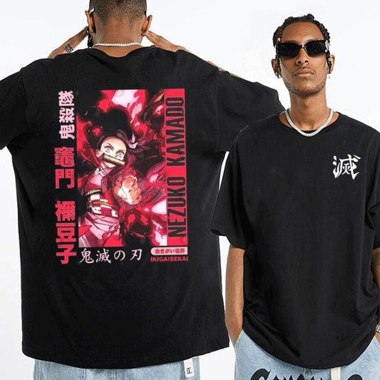 Demon Slayer Nezuko Kamado 2 sides T-Shirt, 90s Slayer Style, Anime T-shirt, Anime Sweatshirt, Graphic Anime Tee, Anime Lovers Shirt, Japanese Anime Tees, Special T-shirt, Anime Manga Shirt, Anime Shirt, Hoodie,  Cotton Top Gym Menswear Womenswear. Sweats