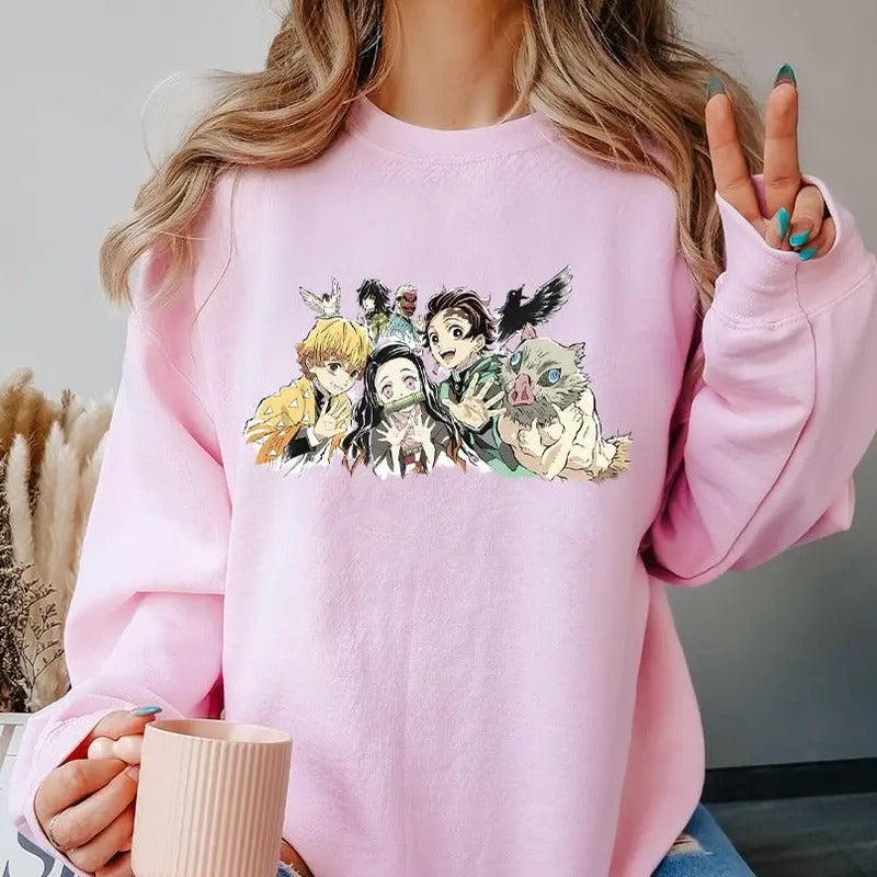 Demon Slayer team Shirt, Tanjiro Nezuko Zenitsu Inosuke Shirt,Demon Slayer t-shirt, Kimetsu no Yaiba Shirt, Anime sweatshirt hoodie, Anime lover t-shirt Menswear