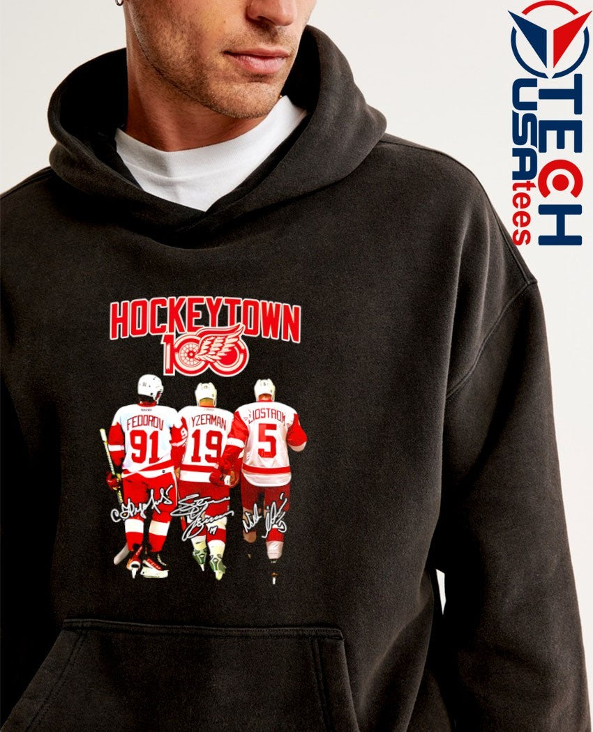 Detroit Red Wings HockeyTown 100 Years players signatures shirt