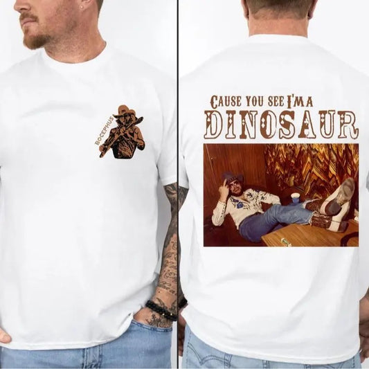 Dinosaur Hank Williams Jr. Bocephus Western Shirt – Southern Retro Boho Hippie Tee, Classic Outlaw Country Music Graphic, Oversized Unisex Top