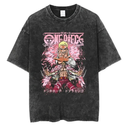 Doflamingo Tshirt,One Piece T-Shirt, One Piece Merch, One Piece Clothing, Unisex Premium Vintage Washed T-Shirt, Manga Anime T-Shirt Menswear Top