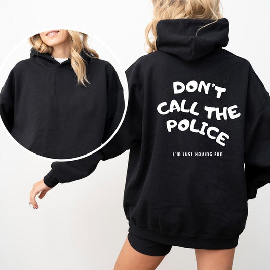 Don't Call The Police Hoodie, Bold Back Print Motorcycle Hoodie, Racing Statement Sweatshirt, Casual Hoodie for Men, Unisex Fit, Heavyweight Cotton Hoodie, Gift For Him, For Her