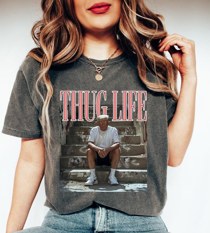Donald Trump Thug Life Shirt, Viral Thug Life Trump T-Shirt, Sarcastic Donald Trump Tee, Funny Trump 2024 Shirt