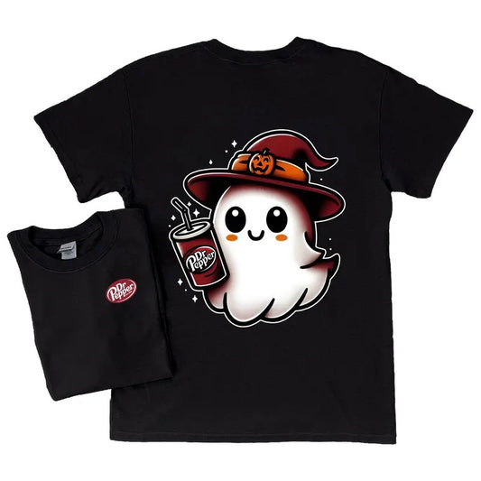 Dr Pepper Witchy Ghost Halloween 2 Sided T-Shirt, Unisex Tee, Halloween Tshirt, Girl's Gift, Boy's Gift Casual Cotton