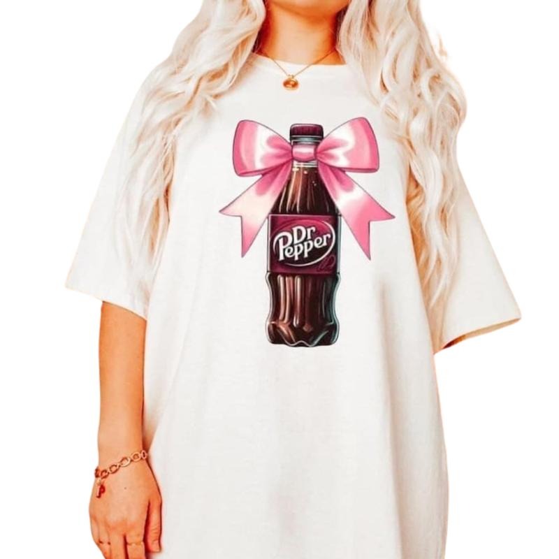 Dr. Pepper Coquette Pink Bow Sweatshirt, Dr.Pepper Crewneck Sweaters, Trendy Shirt, Gift for Diet Pepper Drinker Hoodie