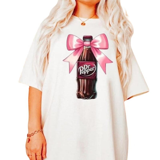 Dr. Pepper Coquette Pink Bow Sweatshirt, Dr.Pepper Crewneck Sweaters, Trendy Shirt, Gift for Diet Pepper Drinker Hoodie