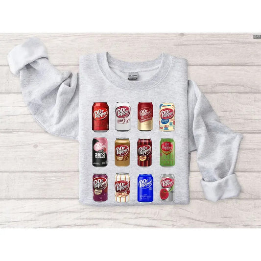 Dr.Pepper Sweatshirt, Dr.pepper Cans Sweatshirt, Retro Crewneck, Gift For Lovers, Cotton, Trendy Womenswear Top