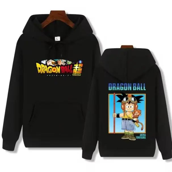 Dragon Ball Super Goku Hoodie, Fun Anime Graphic Hoodie with Back Print, Unisex Warm Streetwear Hoodie for Autumn Winter, Dragon Ball Lover Gift Sweatshirt, Hoodie, Comfort Colors