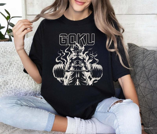Dragon Ball Z Goku Deadlifting T-Shirt  Gym Power Aura Tee for Anime Fans Sweatshirt, Hoodie, Comfort Colors
