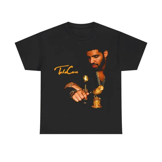 Drake Vintage Hip Hop Rap Shirt Streetwear Music Inspired Shirt For Take Care Fan Casual Classic Cotton Menswear Retro T-Shirt Top Comfy Graphic Smooth Tee Underwear Tshirt Shortsleeve