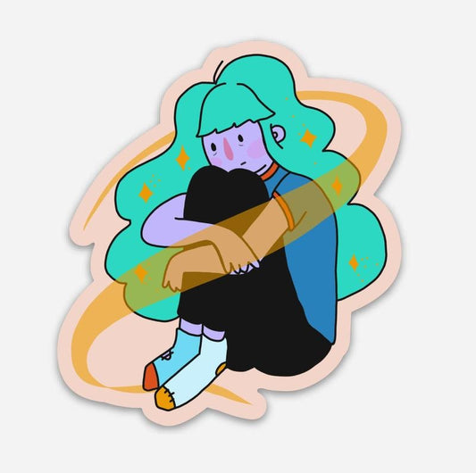 Dreaming Girl high quality vinyl sticker, 2.5" x 3"