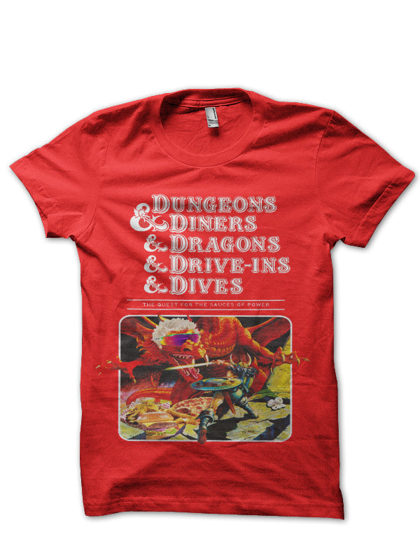 Dungeons & Drive-ins & Diners & Dragons & Dives Red T-Shirt Hoodie, Sweatshirt | CoreVibeTees.com