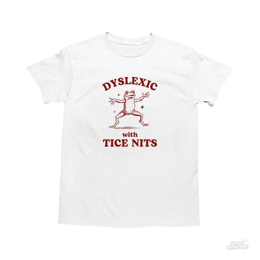 Dyslexic With Tice Nits, Funny Dyslexia Shirt, Frog T Shirt, Dumb Y2k Shirt, Stupid Vintage Shirt, Sarcastic Cartoon Tee, Silly Meme Shirt Trending Funny Quote Shirt