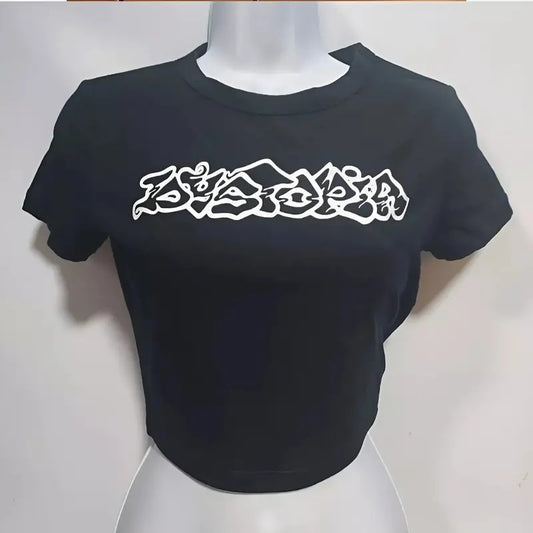 Dystopia Baby Tee - Short Sleeve Graphic T-Shirt for Casual Occasions - Lightweight Crewneck Cotton