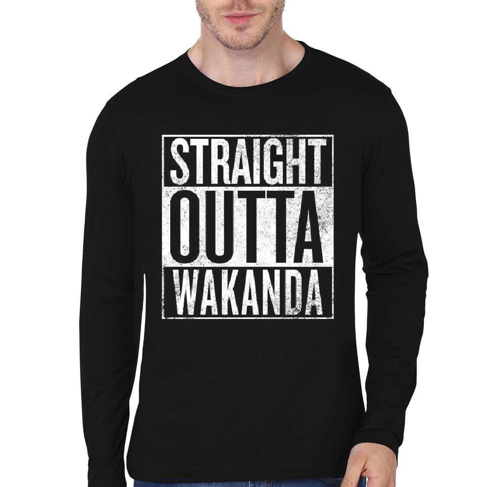 Straight Outta Wakanda Black Full Sleeve T-Shirt Hoodie, Sweatshirt | CoreVibeTees.com