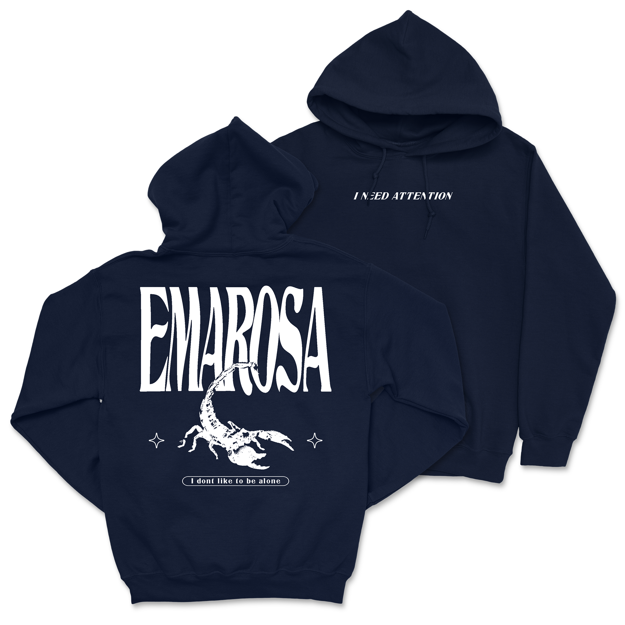 Emarosa - Attention Hoodie - Navy T-Shirts, Sweatshirt | CoreVibeTees.com (Image 1)
