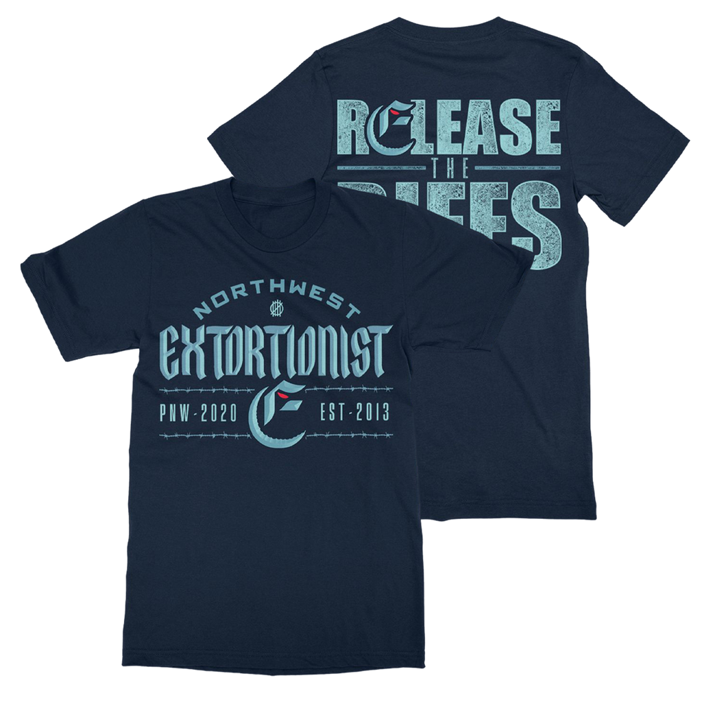 Extortionist - Release the Riffs Shirt (Navy) Hoodie, Sweatshirt | CoreVibeTees.com (Image 1)