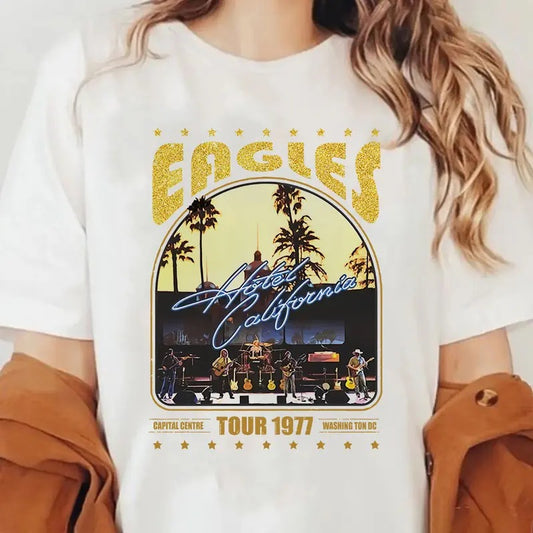 Eagles Hotel California 1977 Tour Rock Concert Music Band T-Shirt Unisex, Vintage Shirt