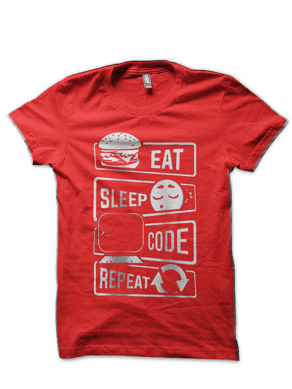 Eat Sleep Code Repeat Red T-Shirt Hoodie, Sweatshirt | CoreVibeTees.com