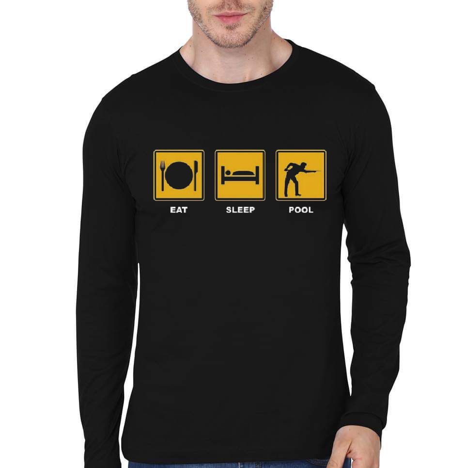 Eat Sleep Pool Full Sleeve T-Shirt Hoodie, Sweatshirt | CoreVibeTees.com