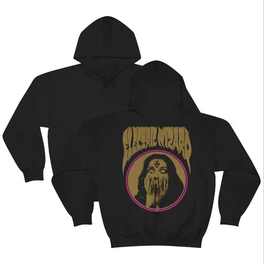 Electricc Hoodie Wizardd On Back, Metal Music Shirt, Rock Band Apparel, Unisex Sweater Pullover Tee