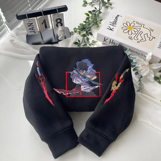 Embroidered Anime Sweatshirt, I Alone Level Up-Inspired Design, Monarch of Shadows Sweater, Double Dungeon Shirt, Gifts for Anime Lovers