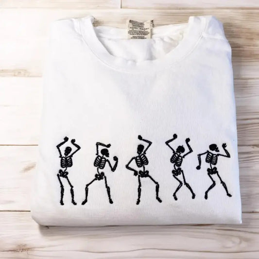 Embroidered Dancing Skeletons Sweatshirt - Spooky Season Sweatshirts - Halloween gift