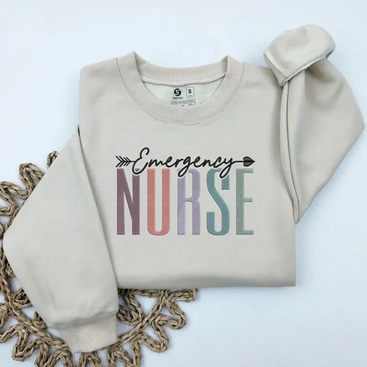 Emergency Nurse Embroidered Sweatshirt, Emergency Department Sweatshirt, ER Nurse Sweatshirt, Future Nurse Gift, RN Gift