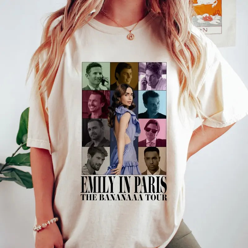 Emily In Paris With Her Banana Collection Tour, Emily In Paris For Fan, Apparel  Women, Gift For Movies Lovers Casual Fit Fabric Top Fabric Top
