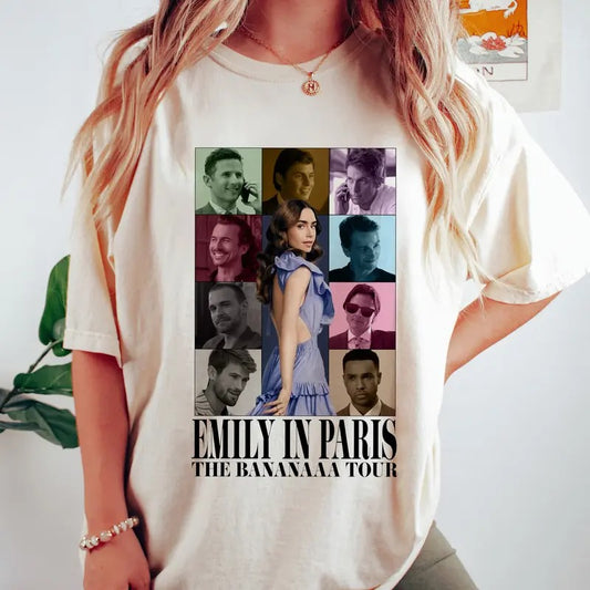 Emily In Paris With Her Banana Collection Tour, Emily In Paris For Fan, Apparel  Women, Gift For Movies Lovers Casual Fit Fabric Top Fabric Top