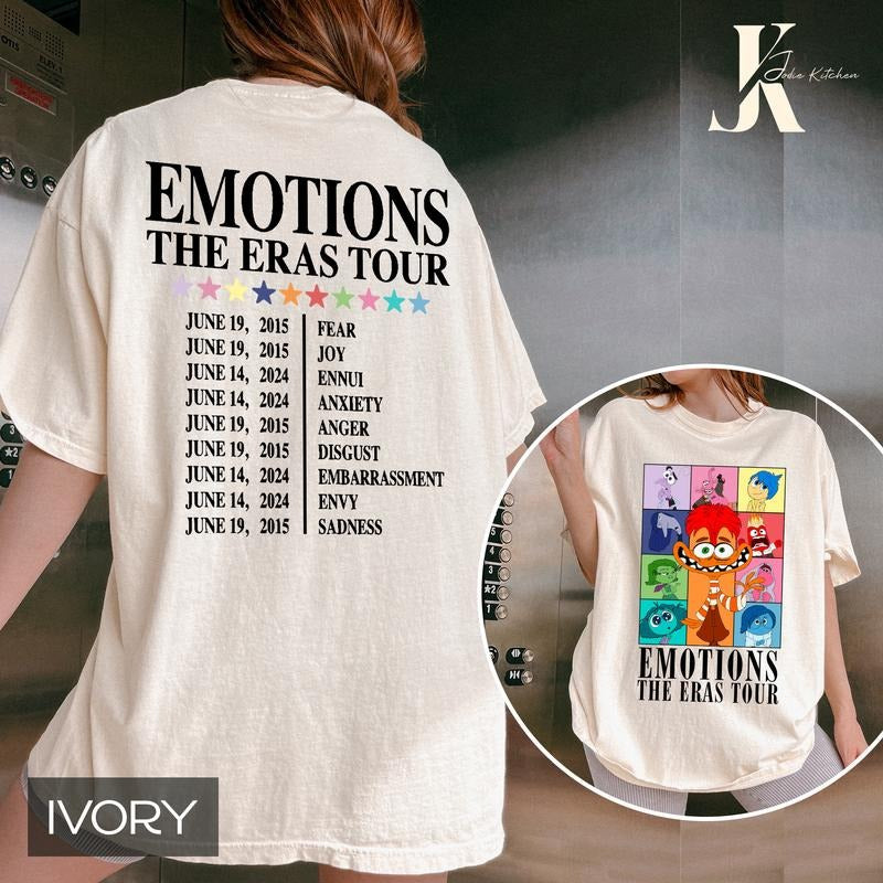Emotions The Eras Tour Inside Out 2 Shirt, It's Okay To Feel All The Feels Shirt, Mental Health T-Shirt, ,Two-Sided Inside Out 2 Shirt, Comfort Colors The Eras Tour Shirt, Inside Out Movie, Anxiety Shirt