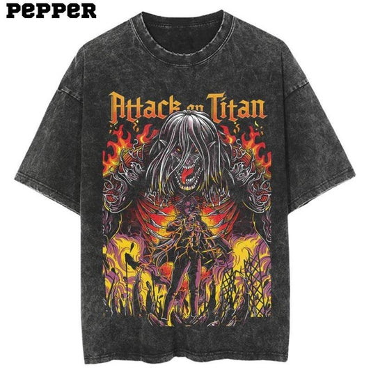Eren Fire Vintage Shirt, Eren Yeager Shirt, Anime Attack on Titan Shirt, Anime Eren Yeager Shirt, Manga Shirt, Eren Yeager Merch, Anime Shirt, Anime Merch, Attack on Titan Merch Menswear Top Underwear Tshirt Streetwear T-Shirt