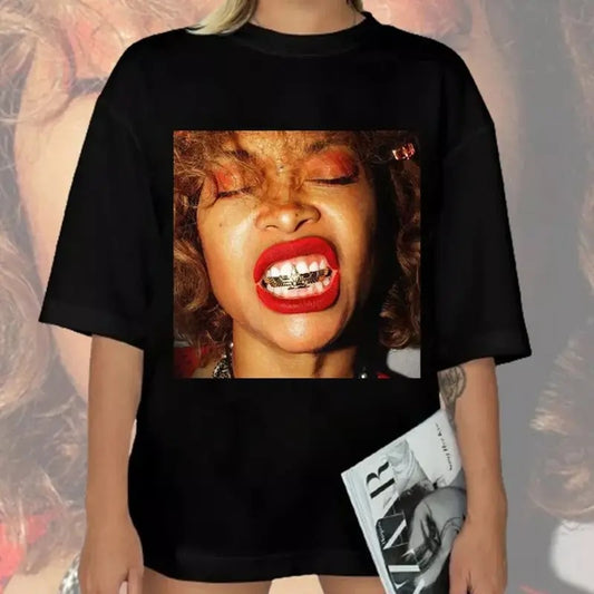 Erykah badu unisex Shirt Cotton Men Women T-Shirt Crewneck Top Womenswear Tshirt