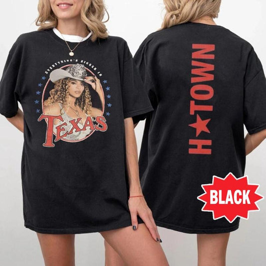 Everything's Bigger In Texas H-Town Shirt Cowboy Music Retro Y2k Casual Streetwear Styles Summer Trendy Gifts