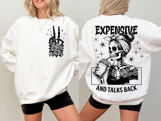 Expensive Difficult And Talks Back Png Mom Skeleton Png Funny Saying Png Front And Back Png Retro Trendy Sublimation Shirt Design TK43GN