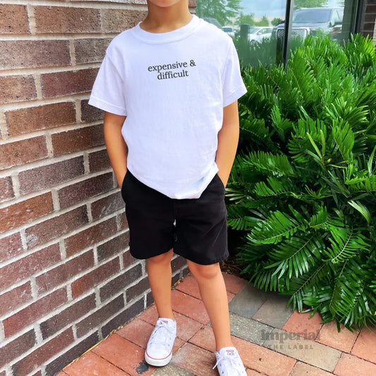 Expensive and Difficult Embroidered Youth Sweatshirt and Kid's Comfort Colors T-Shirt, Sassy Kids Crewneck, Funny Youth Pullover, Bold Statement Apparel, Trendy Youth Sweatshirt, Relatable Kids Outfit, Youth Sweatshirt
