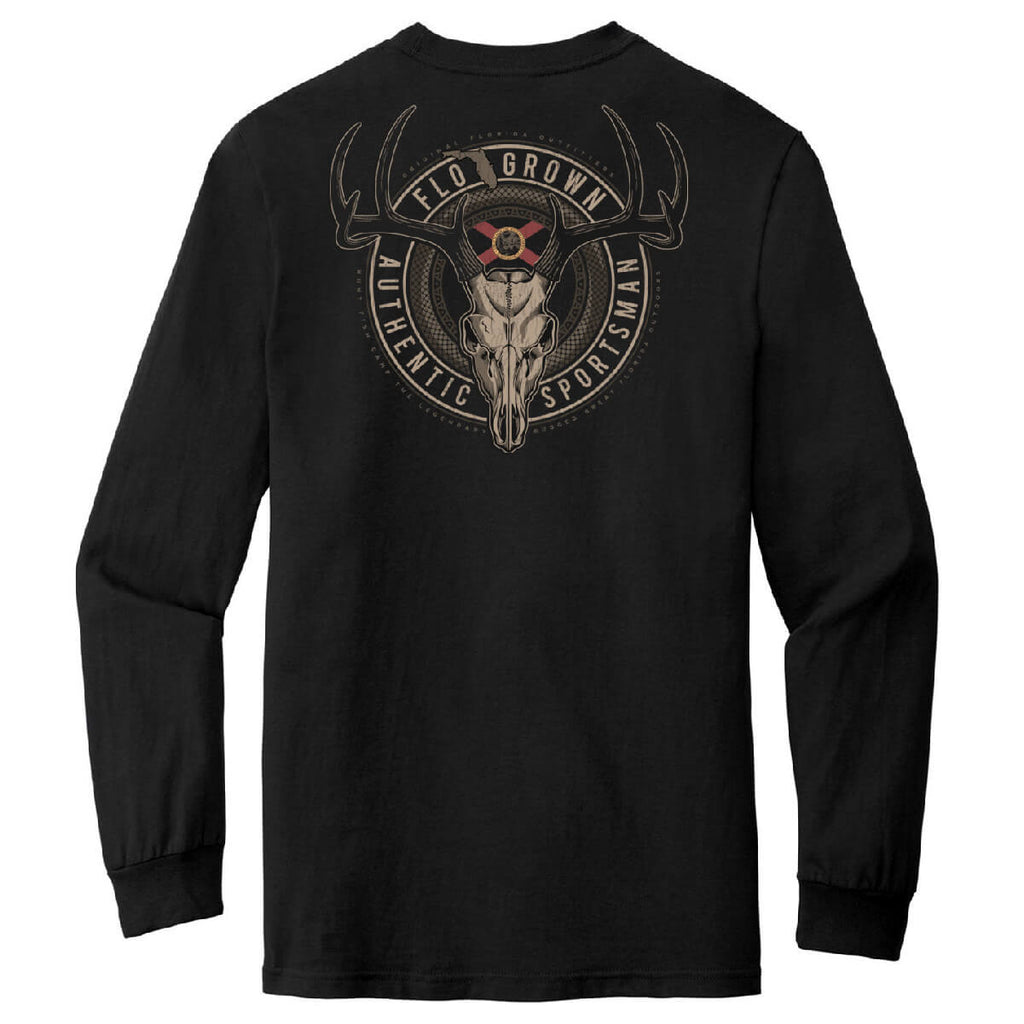 Deer Skull Badge Long Sleeve Tee Hoodie, Sweatshirt | CoreVibeTees.com (Image 1)