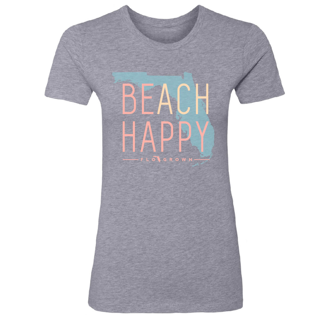 Beach Happy State Fitted Women's Tee Hoodie, Sweatshirt | CoreVibeTees.com (Image 1)